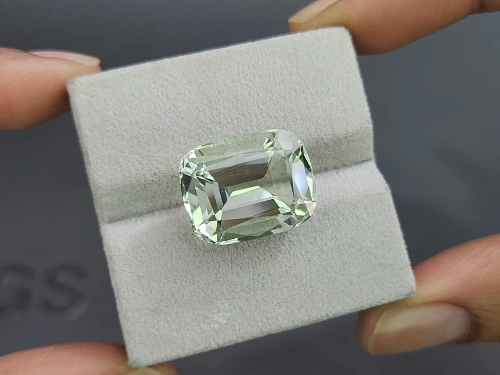 Prasiolite (green quartz) a high-precision cushion cut 16,56 carats, Africa Image №4