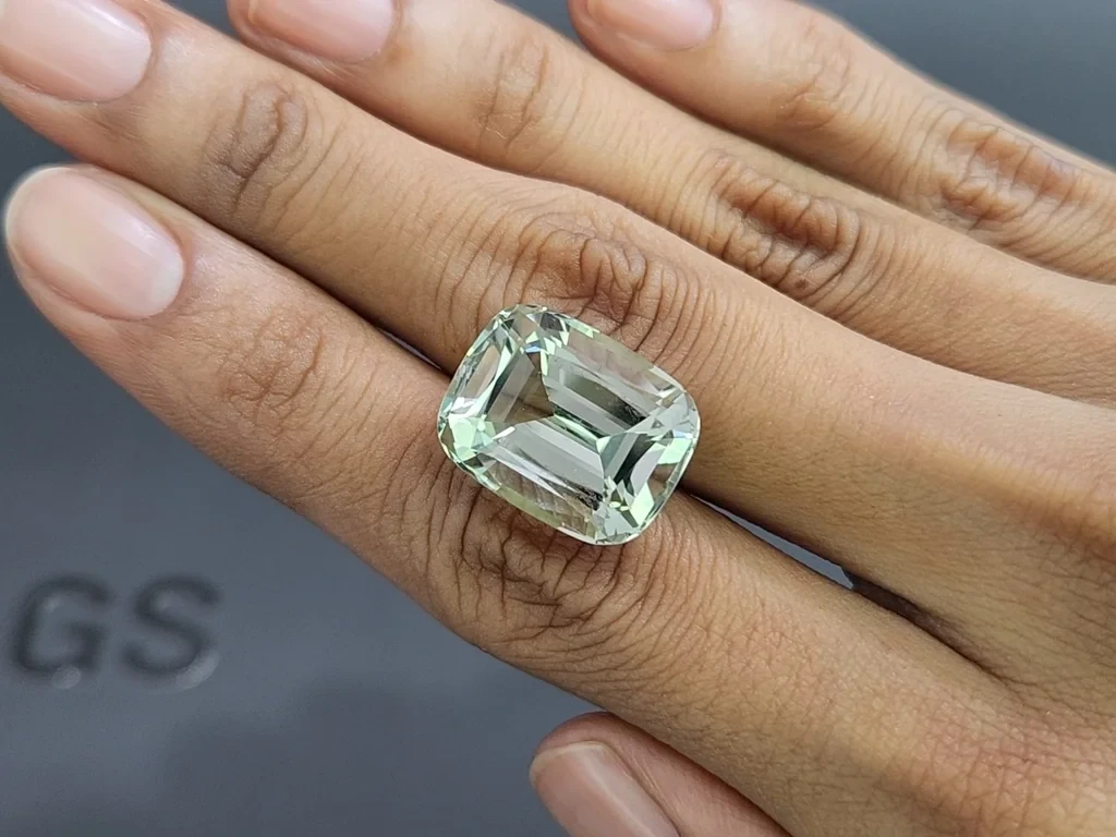 Prasiolite (green quartz) a high-precision cushion cut 16,56 carats, Africa Image №5