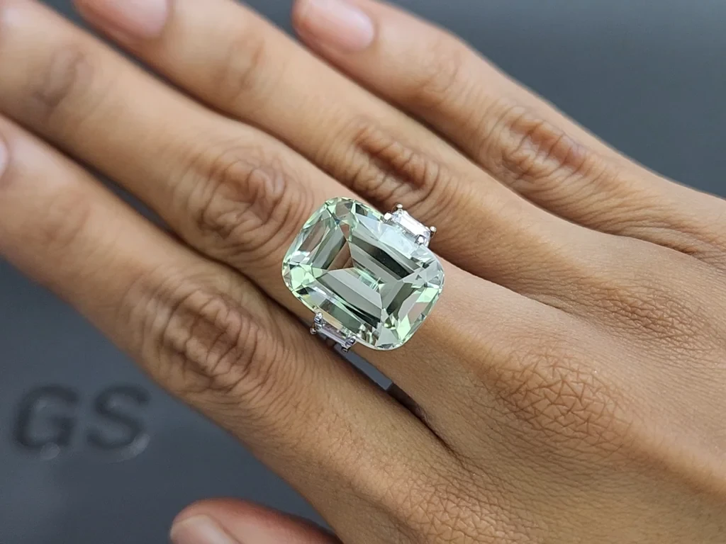 Prasiolite (green quartz) a high-precision cushion cut 16,56 carats, Africa Image №2