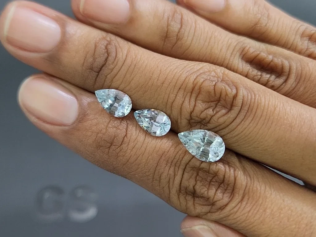 Set of aquamarines pear cut 4.07 carats, Madagascar Image №2