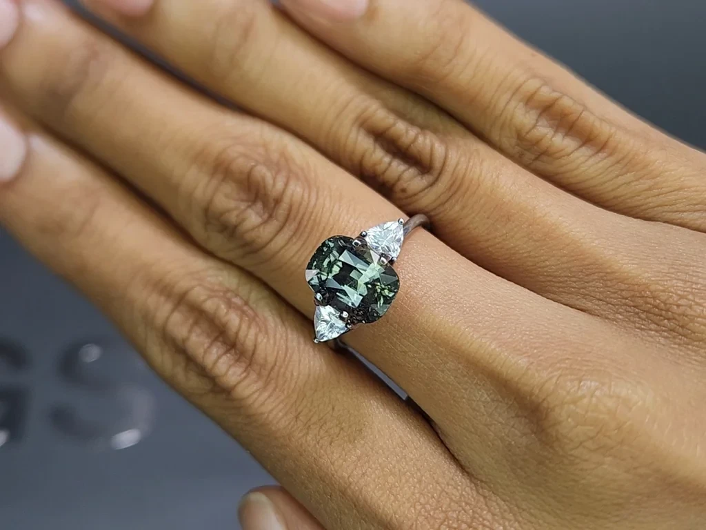 Saphir Teal non chauffé, taille coussin 5,08 carats, Tanzanie Image №5