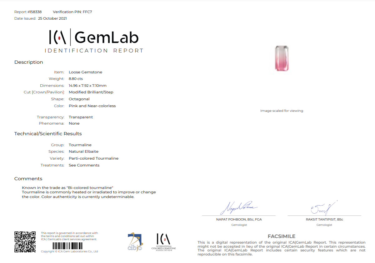 Octagon cut polychrome tourmaline 8.80 ct Image №4