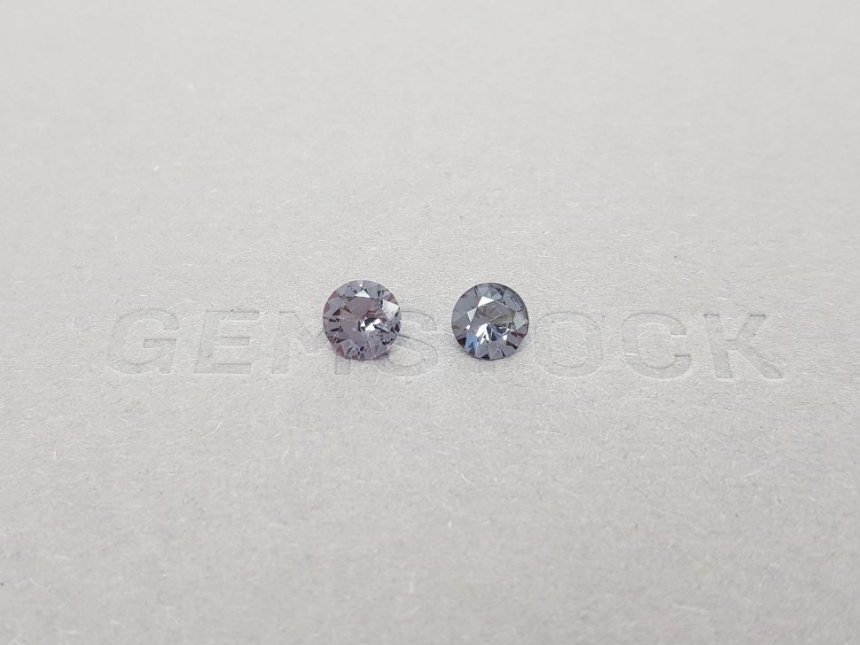 Pair of round cut steel spinels 1.36 ct, Burma Image №1