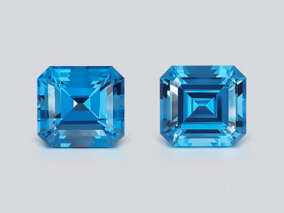 Par de topacios azules suizos de corte octogonal 34,29 ct, Brasil photo