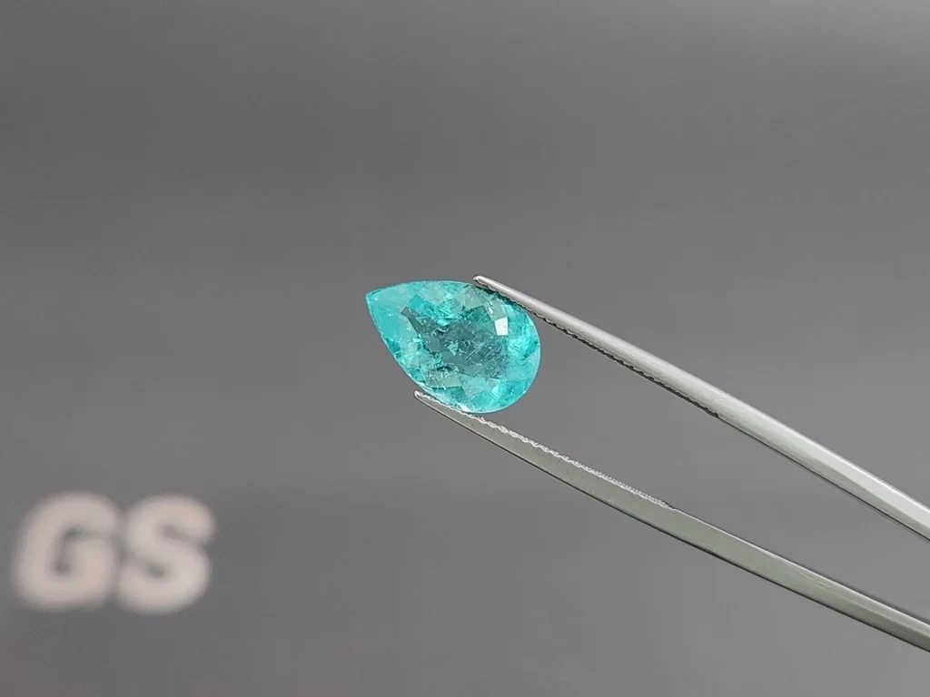 Neon Paraiba tourmaline greenish blue pear cut 3.58 carats, Mozambique  Image №3