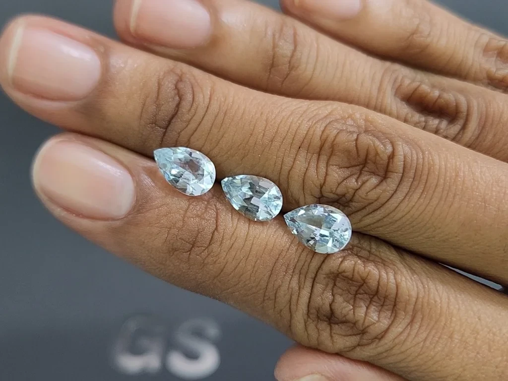 Satz aquamarine im birnenschliff 3,90 karat, Madagaskar Image №2