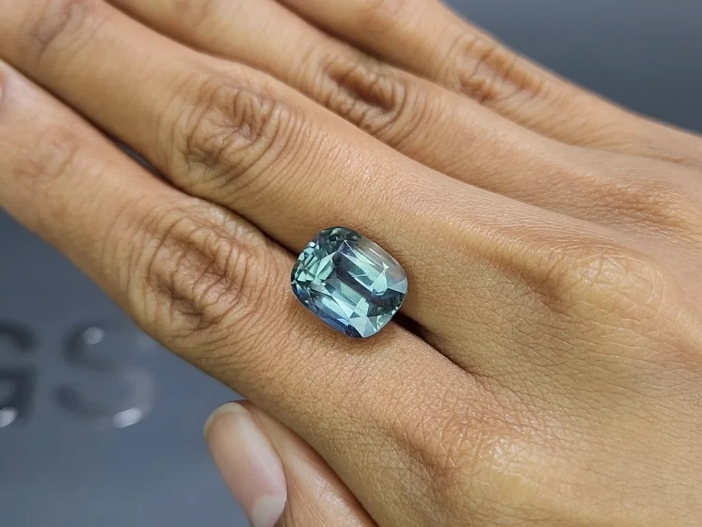 Saphir Teal non chauffé, taille coussin 13,05 carats, Tanzanie Image №2