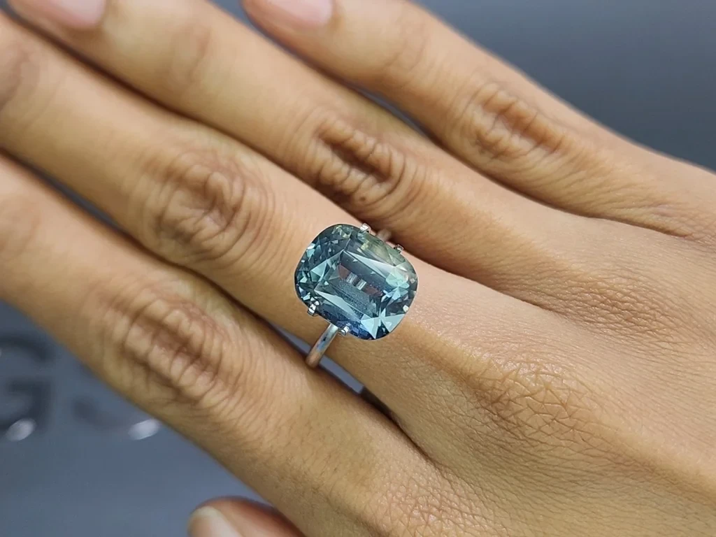 Saphir Teal non chauffé, taille coussin 13,05 carats, Tanzanie Image №5