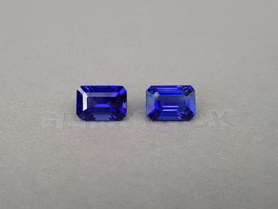 Pair of intense blue-violet tanzanites octagon shape 13.80 ct photo