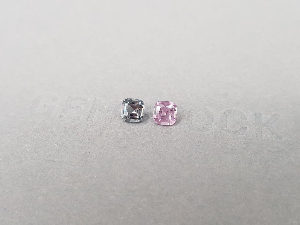 Pair of pink and steel spinel in cushion cut 0.99 ct Image №3