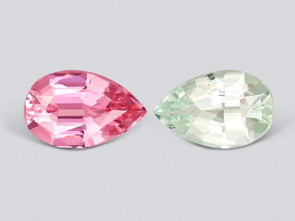 Pair of pink and green pear-cut tourmalines 6.01 carats, Africa Image №1