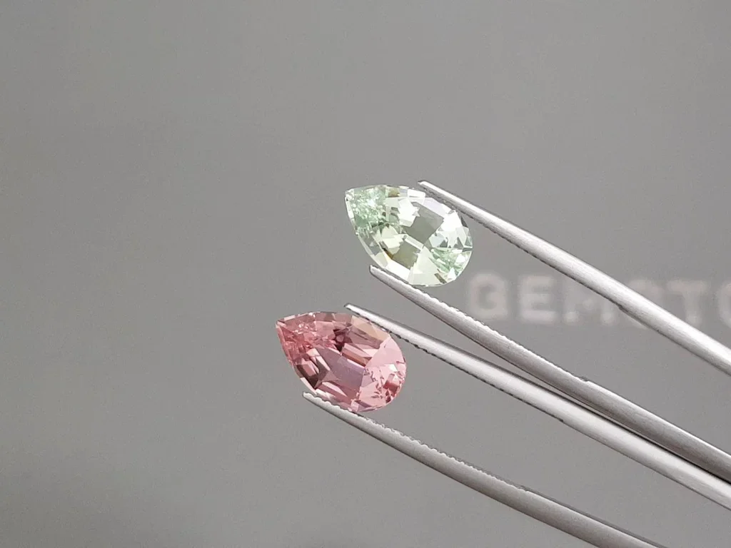 Pair of pink and green pear-cut tourmalines 6.01 carats, Africa Image №3