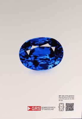 Certificate Königsblauer Investment-Saphir im Ovalschliff, 50,09 ct, Sri Lanka 