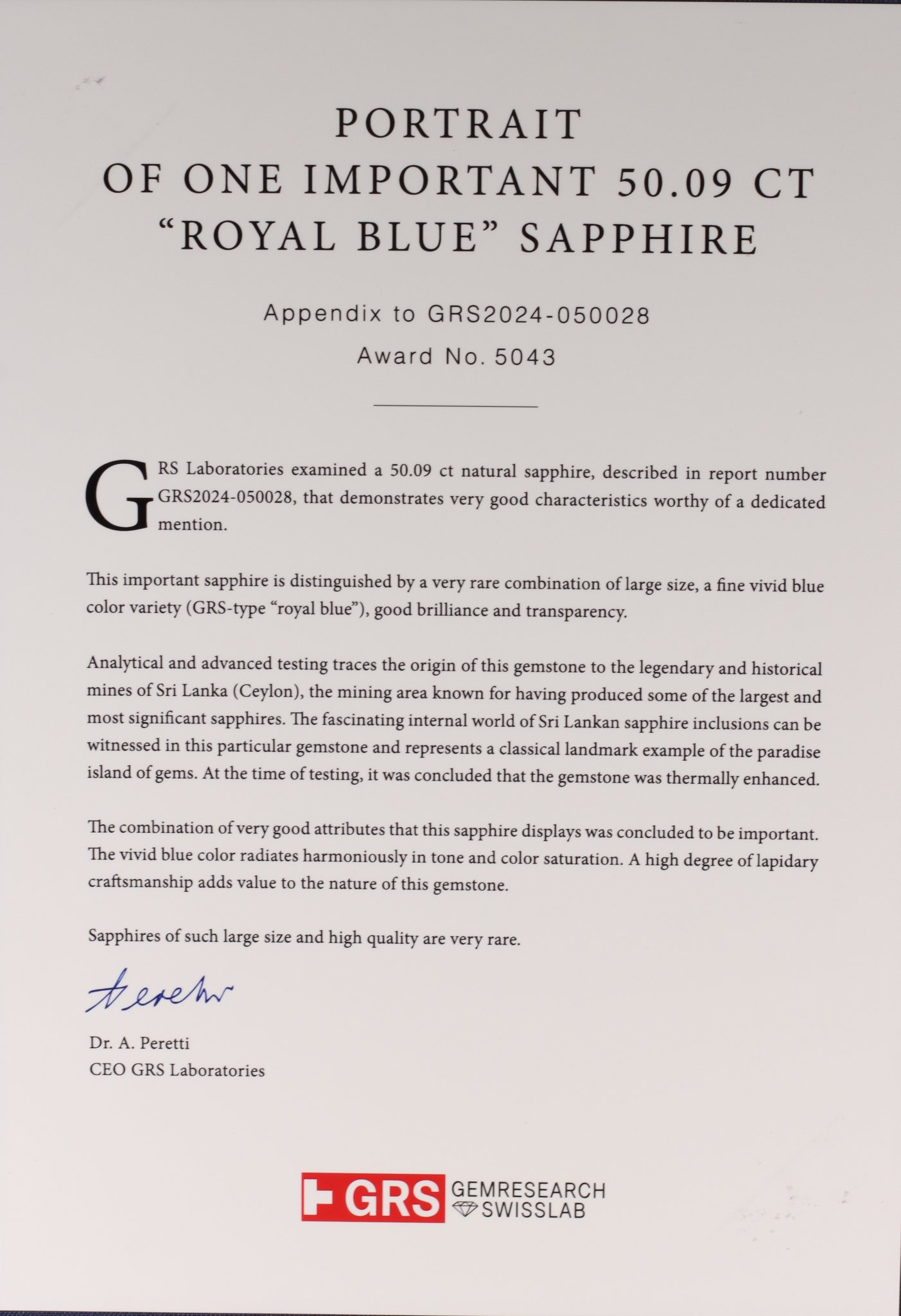 Königsblauer Investment-Saphir im Ovalschliff, 50,09 ct, Sri Lanka  Image №6