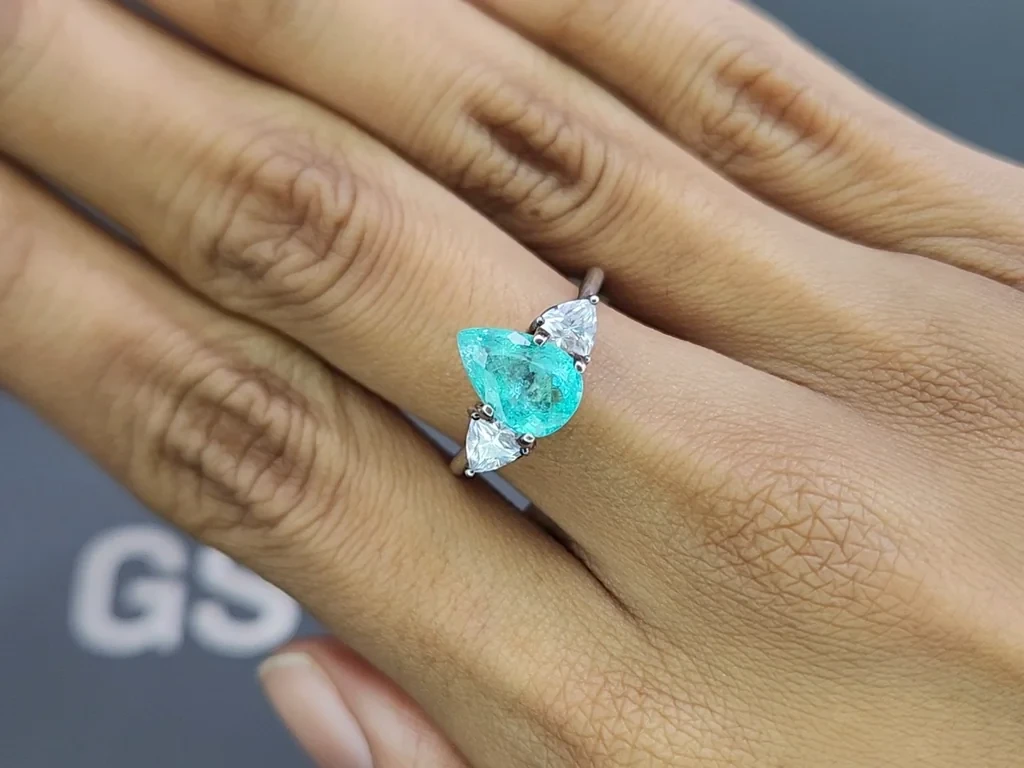 Tourmaline Néon Paraiba taille poire 2,78 carats, Mozambique Image №5