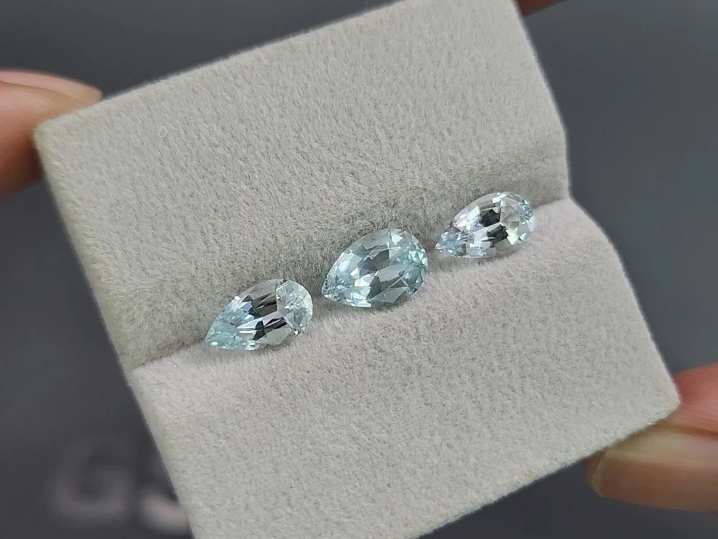 Set of aquamarines pear cut 3.03 carats, Madagascar Image №5