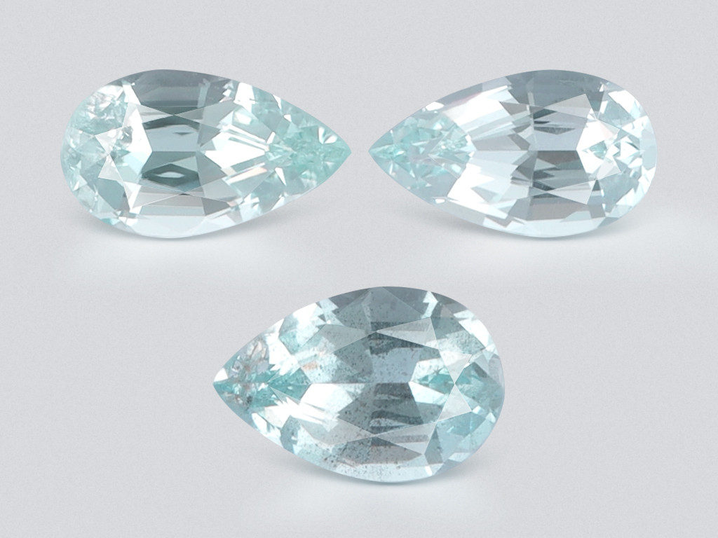 Set of aquamarines pear cut 3.03 carats, Madagascar Image №1