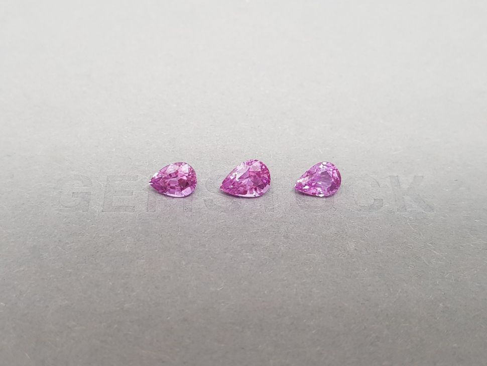 Set of unheated pear cut pink sapphires 2.48 ct, Madagascar Image №1