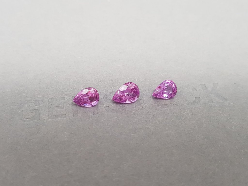 Set of unheated pear cut pink sapphires 2.48 ct, Madagascar Image №2