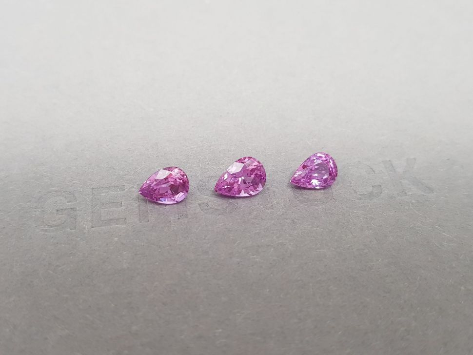 Set of unheated pear cut pink sapphires 2.48 ct, Madagascar Image №2