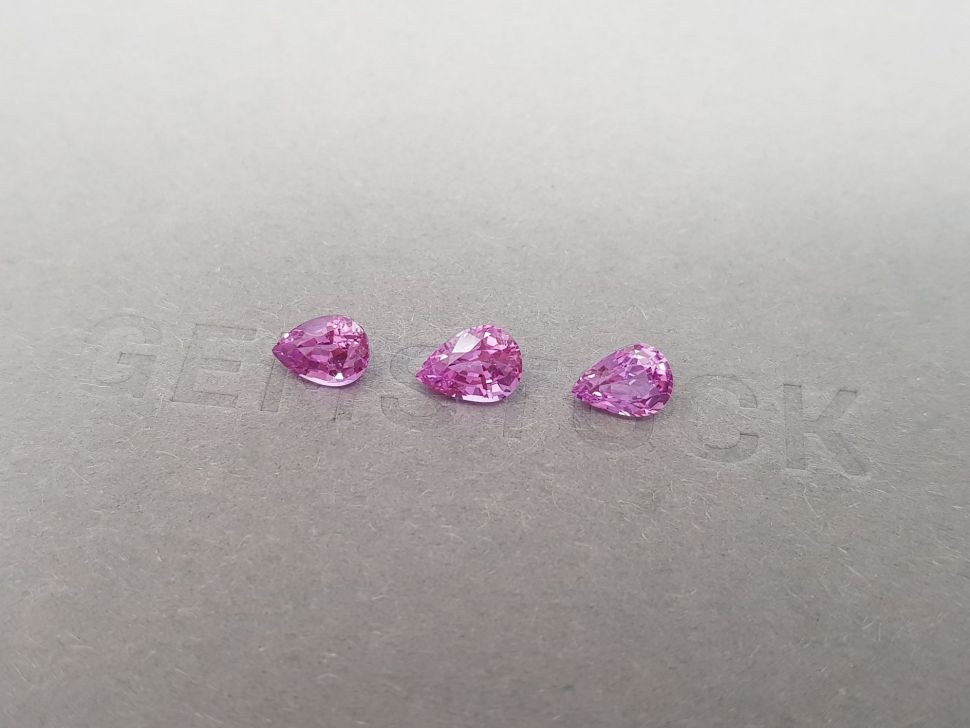 Set of unheated pear cut pink sapphires 2.48 ct, Madagascar Image №3