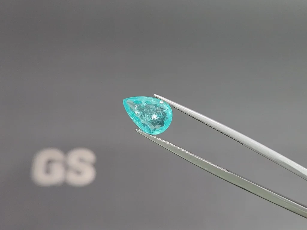 Neongrünlich-blauer Paraiba-turmalin birnenförmig 2,26 karat, Mosambik Image №3