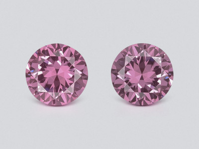 Paire de grenats rhodolites, taille ronde, 0,95 carat, Madagascar photo