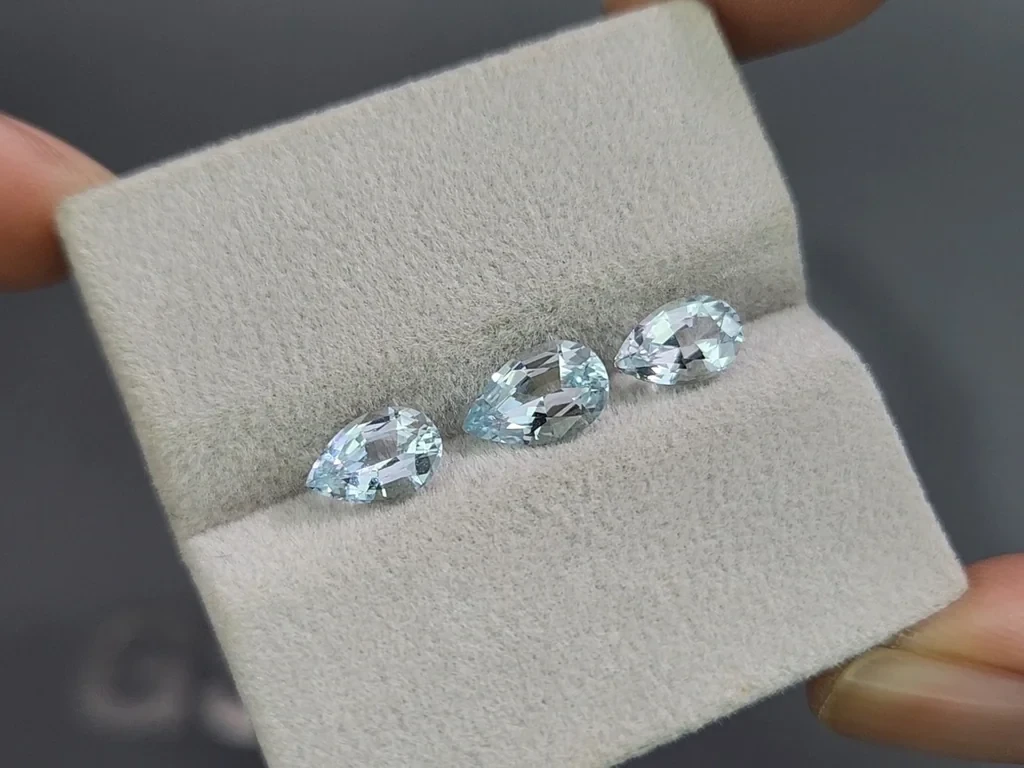 Satz aquamarine im birnenschliff 2,63 karat, Madagaskar Image №5