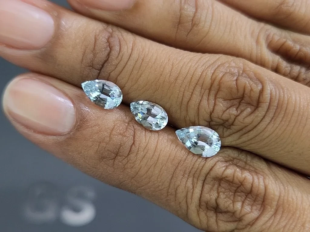 Satz aquamarine im birnenschliff 2,63 karat, Madagaskar Image №2
