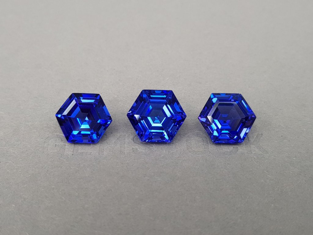 Set of Royal Blue tanzanites 21.66 ct in a hexagon cut, Tanzania Image №1