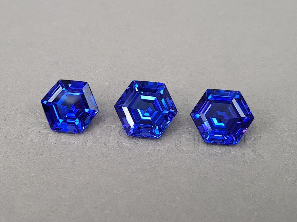 Set of Royal Blue tanzanites 21.66 ct in a hexagon cut, Tanzania Image №3