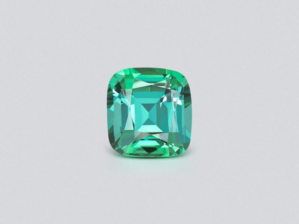 Blue-green Lagoon tourmaline in cushion cut 3.93 carats Image №1