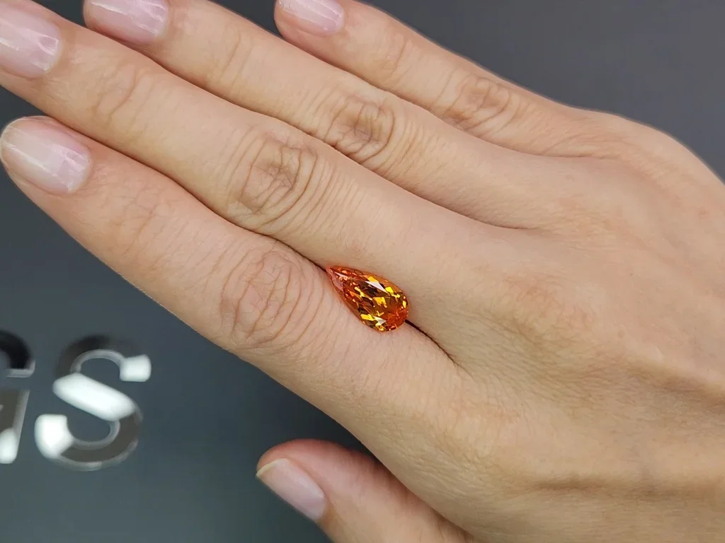 Fanta color spessartine garnet in pear cut 3.46 carats Image №2