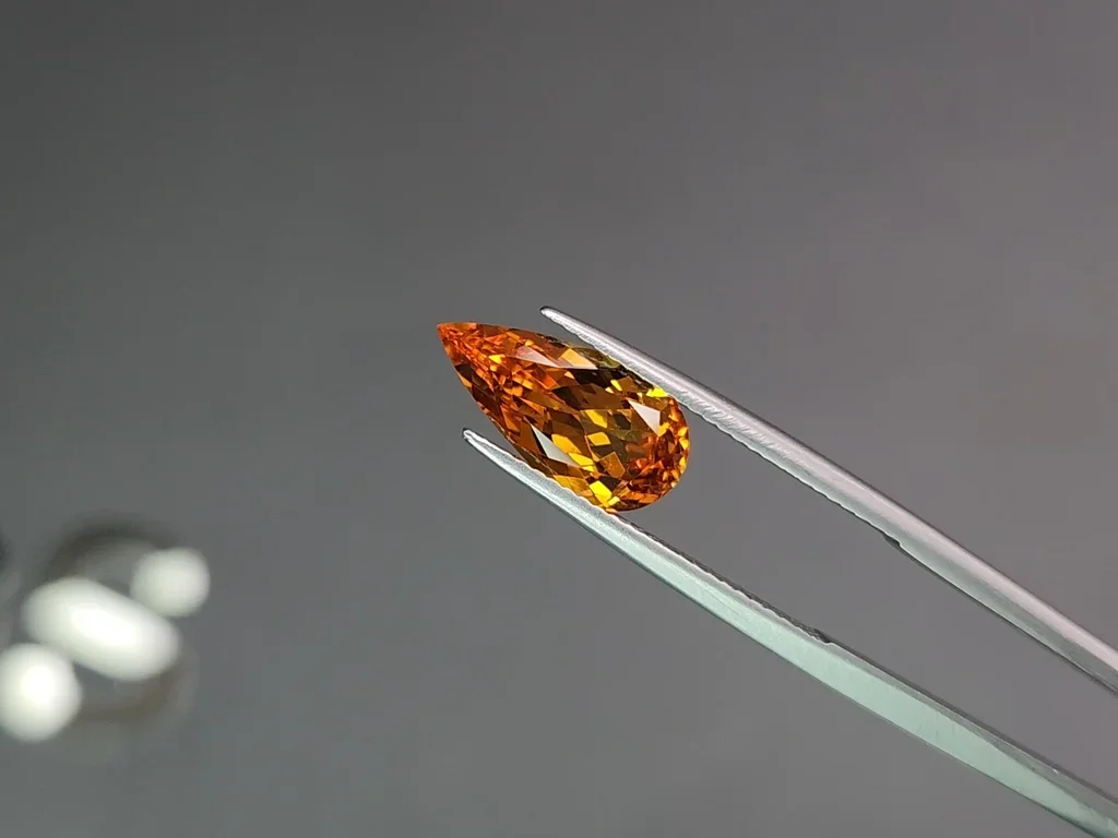 Fanta color spessartine garnet in pear cut 3.46 carats Image №3