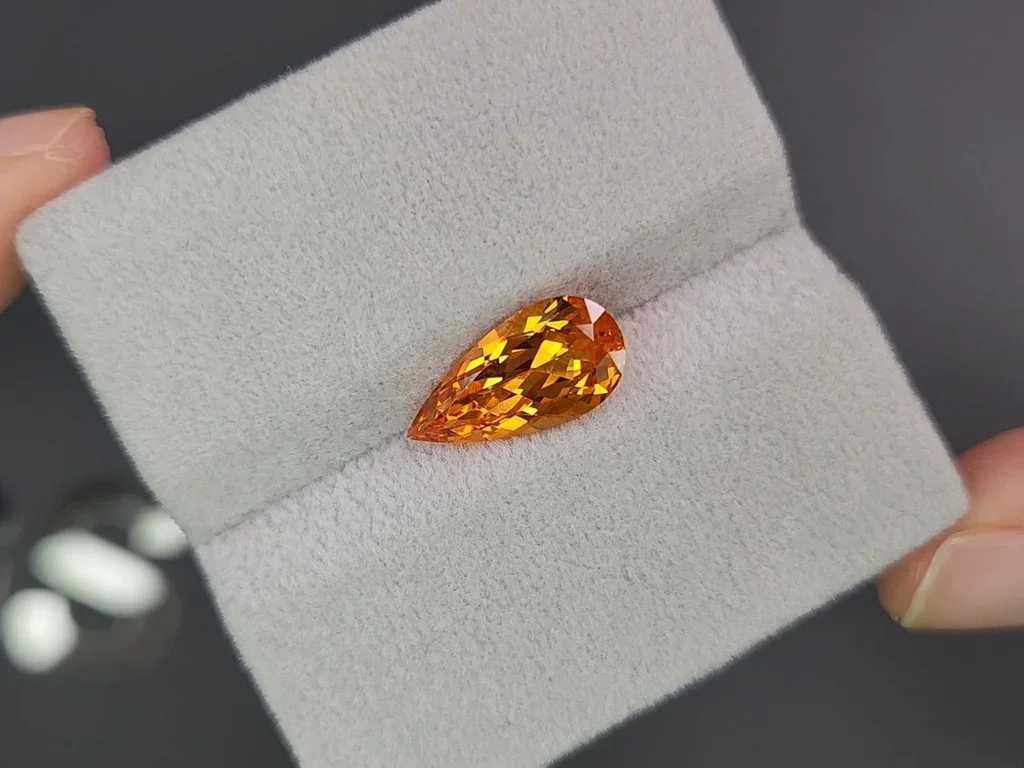 Fanta color spessartine garnet in pear cut 3.46 carats Image №4