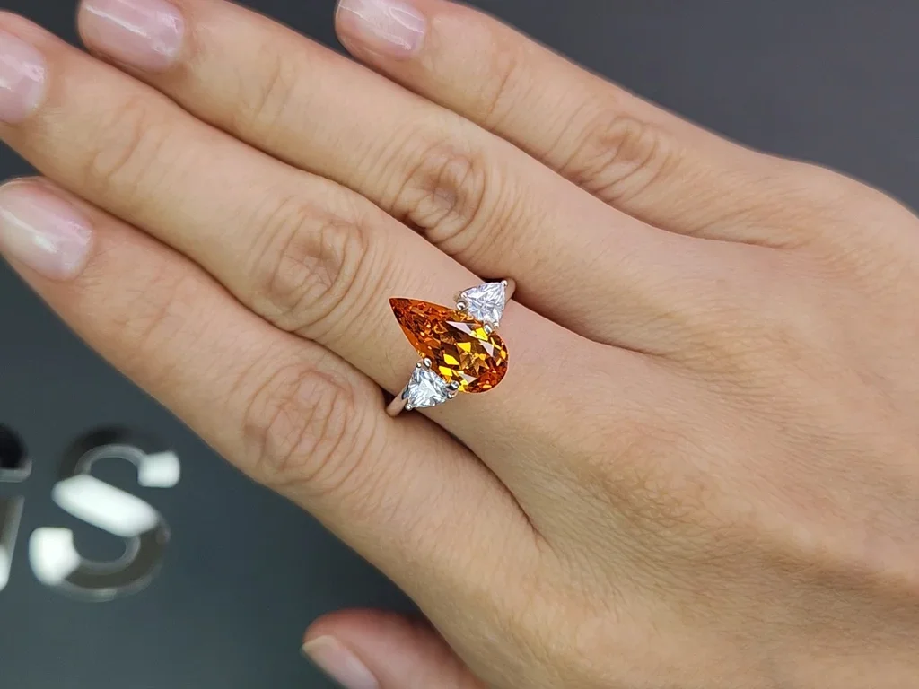 Fanta color spessartine garnet in pear cut 3.46 carats Image №5