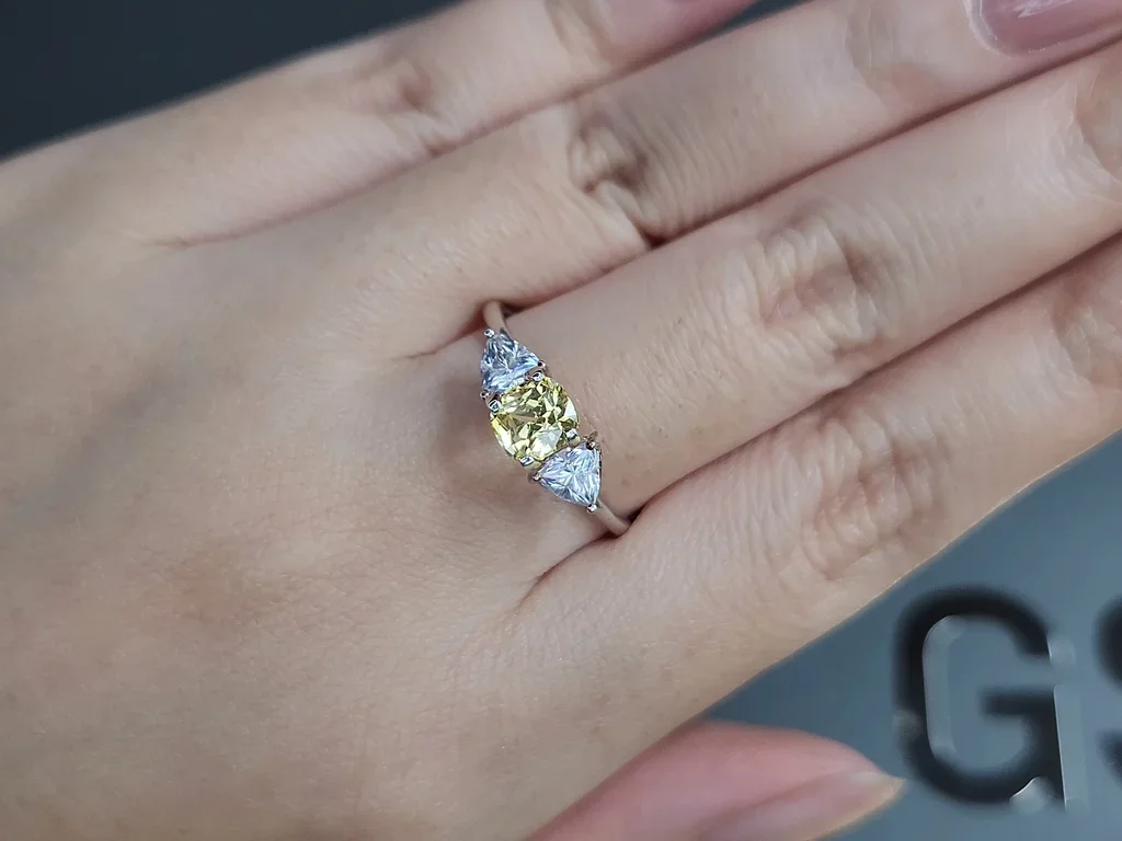 Zafiro amarillo pastel de talla cojín sin calentar de 1,12 ct, Sri Lanka Image №5