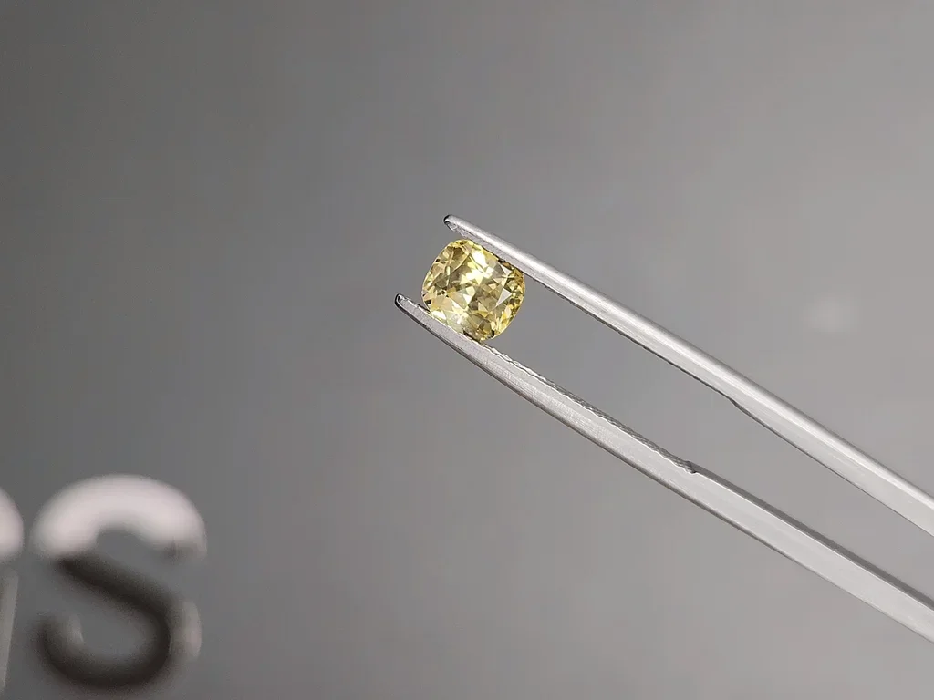 Zafiro amarillo pastel de talla cojín sin calentar de 1,12 ct, Sri Lanka Image №3