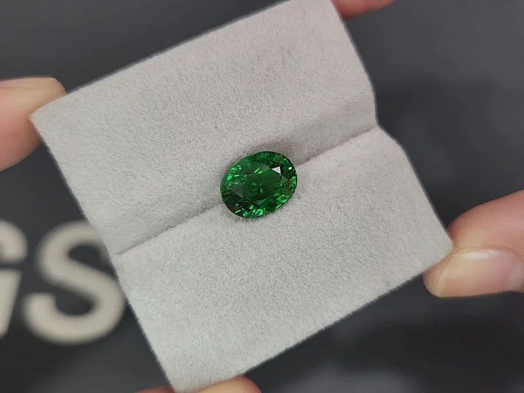Granate tsavorita de corte ovalado verde vivo de 4,05 carats, de Tanzania Image №4