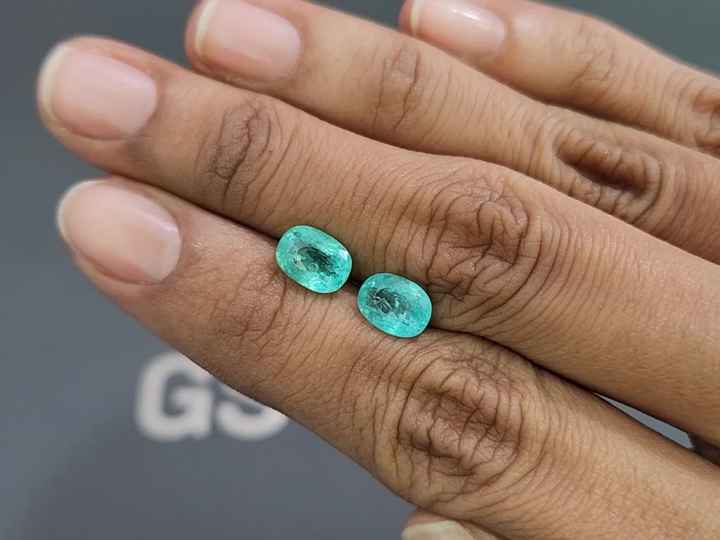 Paar neonfarbene Paraiba-turmaline kissenförmig 3,11 karat, Mosambik Image №2