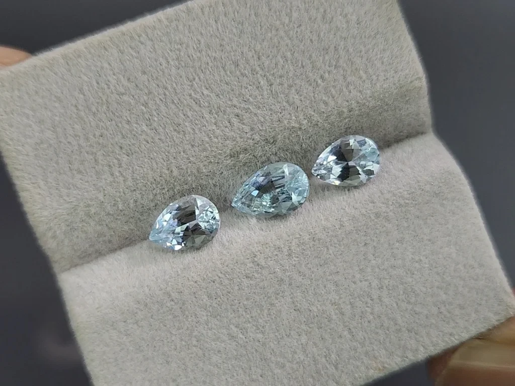 Satz aquamarine im birnenschliff 2,10 karat, Madagaskar Image №4