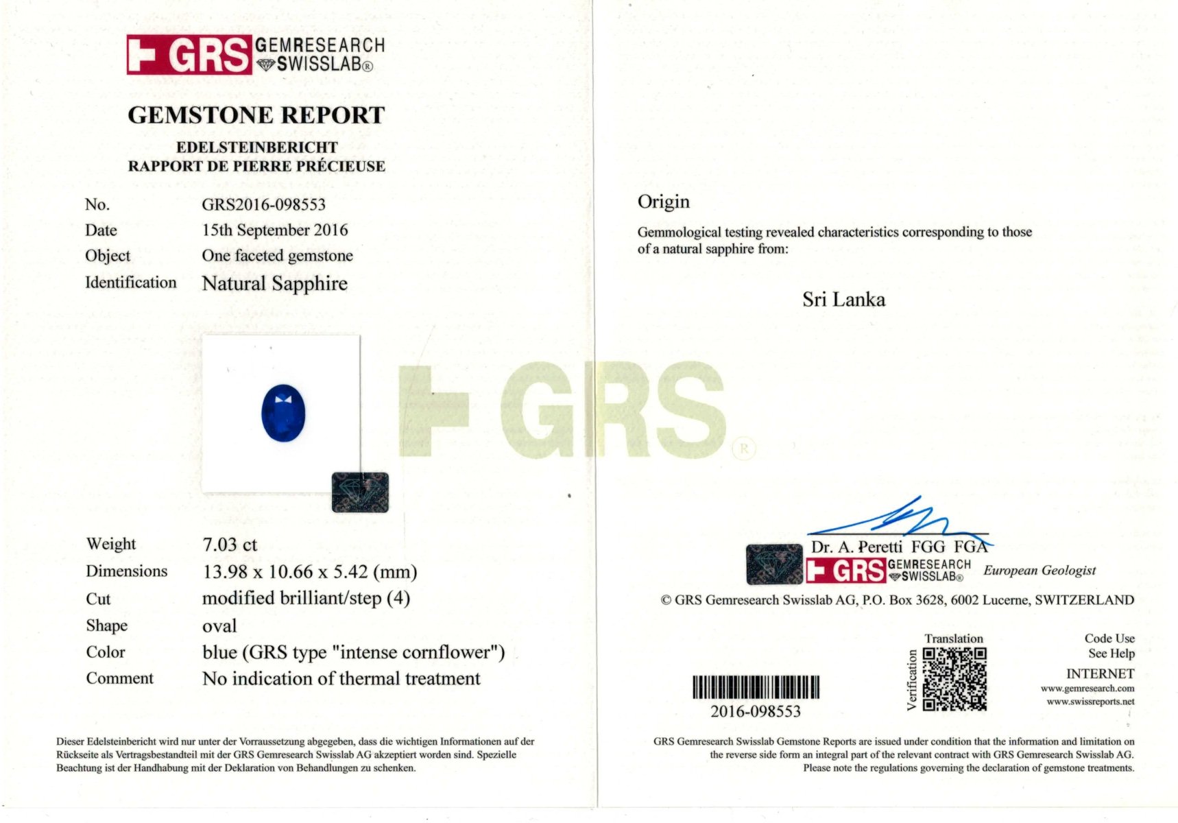 Par de zafiros de Ceilán sin calentar de 14,10 quilates, GRS Image №8