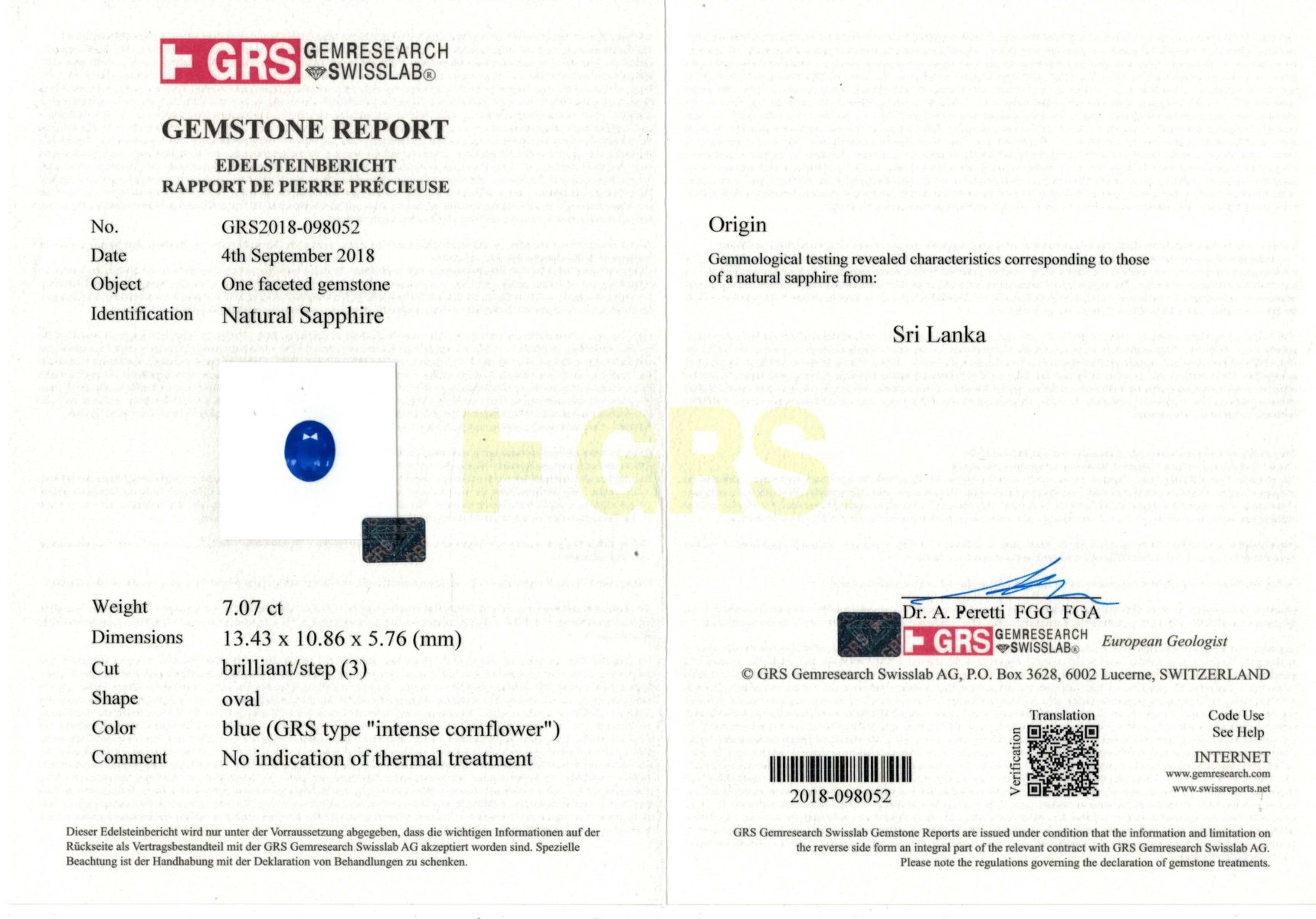 Par de zafiros de Ceilán sin calentar de 14,10 quilates, GRS Image №9