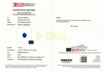 Certificate Par de zafiros de Ceilán sin calentar de 14,10 quilates, GRS