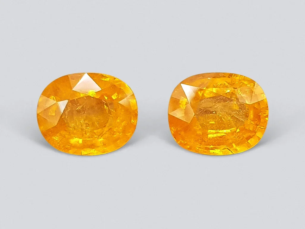 Pair of bright oval cut Fanta color spessartines 13.78 ct, Nigeria Image №1