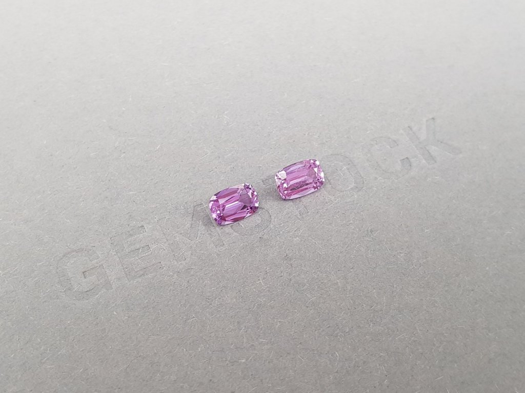 Pair pink of unheated  sapphires cushion cut 1.20 ct, Madagascar Image №2