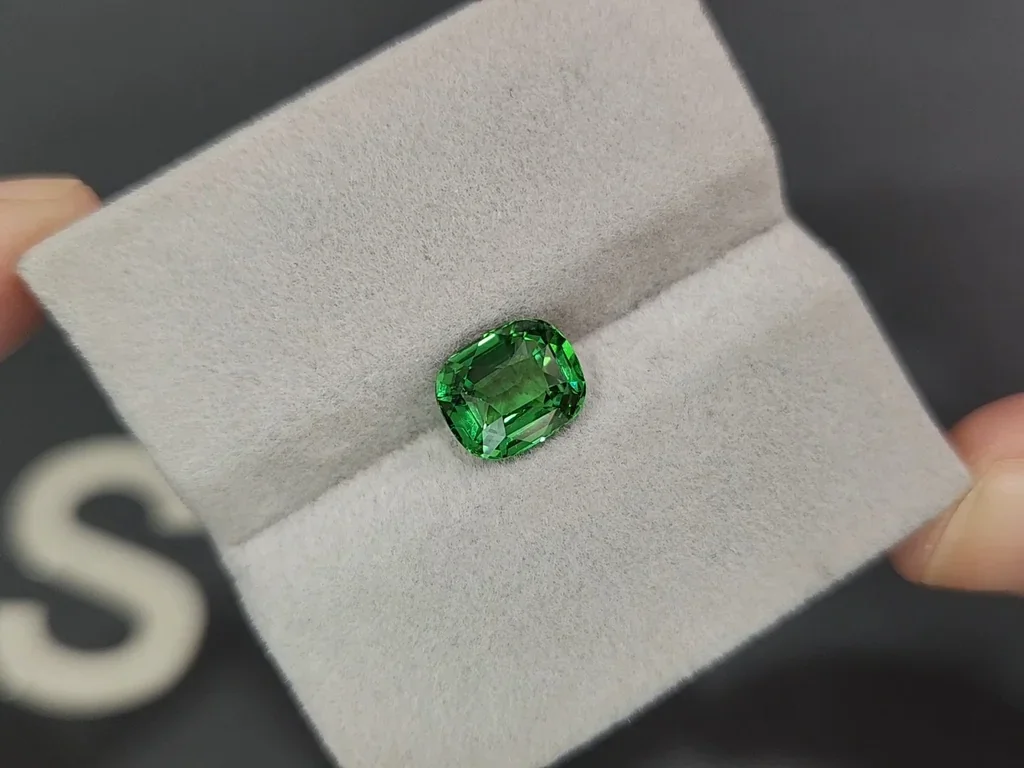 Garnet tsavorite Intense Green cushion cut 2.59 carats, Tanzania  Image №4