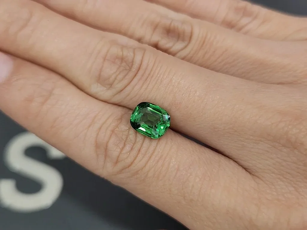 Garnet tsavorite Intense Green cushion cut 2.59 carats, Tanzania  Image №2