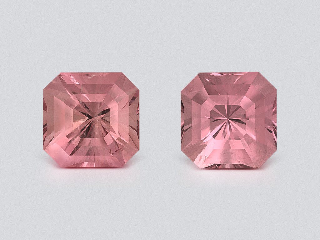 Par de turmalinas rosas de corte radiante de 3,68 ct, África Image №1