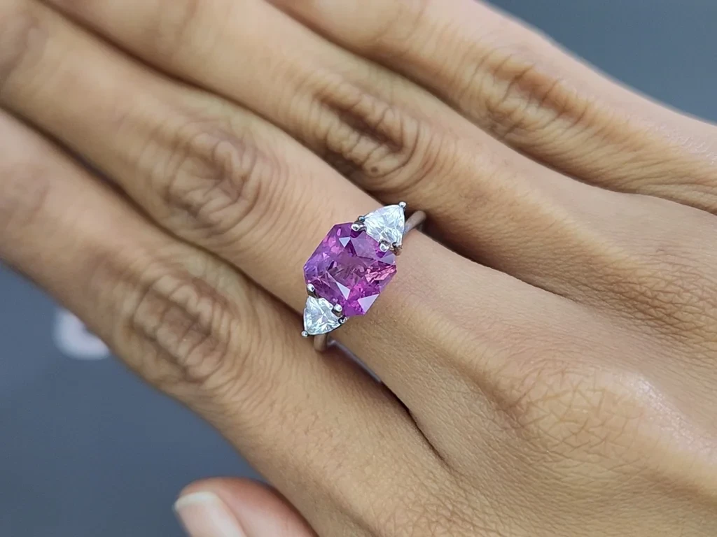 Unbehandelter violetter saphir radiant schliff geschliffener 3,61 karat,  Madagaskar Image №5